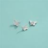 S925 Prata Esterlina Fosco Mini Botão Borboleta Contas Separadas Pulseira de Pérolas Contas Soltas Contas DIY Colar de Cristal Acessórios