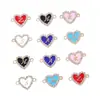 Moda europeia e americana anéis duplos joias com letras de diamante acessórios pingente de coração colorido acessórios para colar pulseira DIY