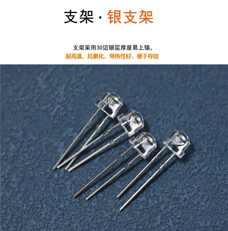 东莞浙江f4.8白发白草帽led灯直插灯珠5mm草帽白灯大杯0.06W0.1W0.2W生产厂家