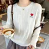 Tejido polar ártico, prenda interior de punto de cuello redondo, suéter de principios de otoño para mujer, top elegante y único de manga larga