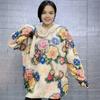 Suéter de lana de visón de manga larga con capucha y estampado de diamantes de imitación para mujer, suéter holgado de talla grande para otoño e invierno, prenda exterior superior