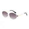 Nuevas Gafas de Sol Ovaladas Sin Marco con Cabeza de Serpiente para Hombres y Mujeres Gafas de Sol Retro Metálicas Europeas y Americanas Transfronterizas 2025 Transfronterizas