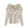Precioso Ootd de Otoño Estilo Coreano: Un Conjunto Completo de un Suéter de Punto de Cuello Alto Superpuesto con un Chal Superior Conjunto de Dos Piezas