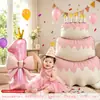 Globo grande de pastel rosa decoración de cumpleaños ambientación de escena para el primer cumpleaños de niñas fiesta infantil con sentido de ceremonia pared de fondo