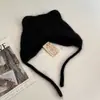 Linda Gorra de Orejas de Gato de Piel de Conejo Tejida Estilo Lei Feng para Niñas Invierno Estudiante del Norte Protección para las Orejas Cálida Gorra de Punto Pullover