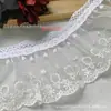 Bordado de Malla de Doble Capa con Hilo de Algodón, Adorno de Encaje Plisado, Accesorios para Dobladillo y Puño de Falda Estilo Bosque, Textil para el Hogar de Lujo Ligero