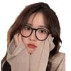 Lentes Marrones Coreanos para Mujer, Estilo Coreano de Moda con Montura Redonda, Artefacto de Maquillaje Sencillo, Espejo Plano Retro para Mujer, Montura Grande, Montura de Lentes de Estilo Japonés para Mujer