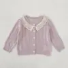 Chaqueta de Bebé Estilo Primavera/Verano Dulce Camisa de Aire Acondicionado Protección Solar Camisa de Aire Acondicionado Manga Larga Tejida Hueca Solapa Cardigan Top