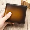 Billetera Corta Retro de Cuero Genuino Transfronteriza Cartera Antirrobo Rfid Ranuras Múltiples para Tarjetas Portatarjetas Billetera de Cuero para Hombre
