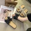 Pantuflas de Verano para Mujer, Nuevo Estilo con Lazo, Versión Coreana de Moda, Adecuadas para Estudiantes, Uso en Exteriores, Suela Suave, Antideslizantes, Estilo Slip-On