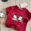 Camiseta de Verano para Niñas con Dibujo de Gatito Kt de Algodón Puro de Manga Corta, Top de Verano a la Moda para Bebé Niña de Manga Media, Ropa para Niños Ropa de Verano t