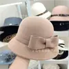 Chapéu de Lã Retrô Francês para Mulheres, Chapéu de Feltro de Lã com Rede para Outono e Inverno, Chapéu de Pescador Fashion, Chapéu de Bacia para Mulheres, Estilo de Inverno