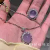 Colar com Pingente de Ágata Jade Gelo Violeta Natural de Alta Qualidade para Mulheres, Prata Esterlina S925, Anel Violeta de Alto Padrão Novo Estilo Chinês