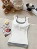 6336# Chaleco de Tirantes Rayado Falso Dos Piezas para Mujer Ropa Exterior para Adelgazar sin Mangas Ropa Interior con Almohadillas de Sujetador Integradas Top