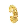 Nuevo Pulsera de Oro de Arena Estilo Chino Vietnamita, Pulsera Abierta Hueca Flor Estilo Palacio Retro, Joyería Elegante Chapada en Oro de Cobre para Mujeres