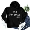 Amazon sí tengo frío yo Letras Casual Dama Nuevo Holgado Sudadera con Capucha Camisa de Manga Larga