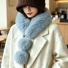 Novo estilo de inverno cachecol felpudo aconchegante e relaxado para mulheres, aquecedor de pescoço de pele sintética quente, versão coreana cachecol de pescoço de pelúcia versátil