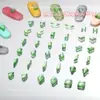 Broca para Uñas Plana de Forma Especial Luz Aurora Verde Flash Decoración Destello Armadura Nueva Joyería Pedrería Súper Destello Popular en Internet TikTok Color Diamante