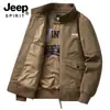 Chaqueta para Hombre Transfronteriza 2024 Otoño Nuevo Estilo Cuello Alto Ropa de Trabajo Algodón Lavado Versátil Casual Exterior Abrigo Multibolsillos #