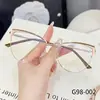 Armação de óculos metalizada estilo gatinho europeu e americano para mulheres, óculos decorativos da moda sem grau, haste de mola transfronteiriça, óculos com mudança de cor e anti-luz azul