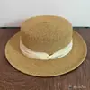 Sombrero de Paja Grande de Ala Francesa con Cinta y Copa Plana para Mujer, Sombrero de Sol para Protección Solar en Vacaciones de Verano en la Playa
