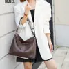 Bolso de Hombro Versátil Hecho de Cuero Natural de Flor Completa, Bolso Tote Casual de Gran Capacidad, Bolso Tote para el Trabajo, Cuero Genuino