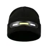 Linterna frontal recargable COB transfronteriza, gorro cálido para deportes invernales al aire libre con luz de advertencia incorporada, gorro de punto termostático con luz de trabajo