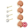 Nuevo Estilo Plata de Ley 925 Piercing Clásico Stud Individual de Diamante Cuatro Garras Anillo para Nariz, Popular en Europa y América, Piercing Corporal Personalizado Stud para Oreja