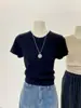 Top Básico de Verano para Mujer, Tejido, Manga Corta, Hombro Derecho, Aspecto Adelgazante, Texturizado, Sexy, con Camiseta Interior