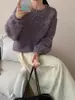 Suéter Pulóver Básico Redondo Estilo Coreano 2026 Otoño/Invierno Nuevo Holgado Versátil Estilo Simple Tejido Superior Moda para Mujer