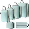 Conjunto de Compressão para Armazenamento de Viagem com 7 Peças para Roupas Sapatos Higiene Pessoal Cosméticos Sacos de Armazenamento Sacos Impermeáveis Armazenamento Portátil