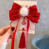 Acessório de Cabelo Laço de Lantejoulas Vermelho Escuro Estilo Coreano Elástico de Cabelo Infantil Fita Coroa Presilha Cordão de Cabelo Ornamento de Cabelo