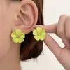 Pendientes de Gota de Aceite de Flor de Moda de Venta Caliente Transfronterizos para Mujer Multicolor Opcional de Alto Grado con Temperamento Adelgazantes Pendientes de Moda Europeos y Americanos
