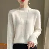 Suéter de Lana 100% para Mujer, Cuello Alto Medio Engrosado, Nuevo para Otoño e Invierno, Delgado, de Punto, para Vestir por Debajo, Jersey Versátil Elegante