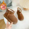 Botas de nieve para niños y niñas, botines de invierno nuevos 2026 engrosados para niños mayores, cálidos de media caña para exteriores