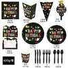 Amazon Transfronterizo Pascua Desechable Color Vajilla Traje Niños Arreglo Festivo Fiesta Pastel Plato de Papel Vaso