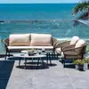 Sofá de Rattan para Exterior Terraço Externo Pátio Jardim Sala de Estar Interna Varanda Impermeável Proteção Solar Liga de Alumínio Cadeira de Rattan