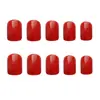 Cs-291 Unhas Postiças Quadradas Gel Vermelho Gelo Transparente Hot Girl Clareamento Temperamento 24 Peças Unhas Usáveis Atacado