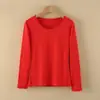 Ropa de algodón para mujer de otoño, suéter de algodón fino para usar como capa base, otoño e invierno, suéter de manga larga térmica, top térmico de cuello redondo
