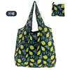 Bolsa de Compras Dobrável de Grande Capacidade em Estoque com Estampa Criativa, Bolsa Tote Portátil para Supermercado, Armazenamento e Bolsa de Presente Ecológica