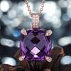 Pingente de ametista quadrado feminino criativo princesa europeia e americana mais vendida conjunto micro de luxo colar com pingente de ouro rosa 18k