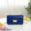 Bolsas Transfronteiriças para Mulheres, Nova Moda Rombus Pérola de Mão Bolsa de Gelatina, Bolsa Quadrada Pequena Legal e Doce, Bolsa de Ombro