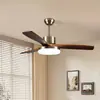 Lámpara de Ventilador Retro Vintage, Lámpara de Ventilador de Techo, Candelabro, Lámpara Inteligente de Frecuencia Variable para Comedor, Madera Maciza, Lámpara para Sala de Estar, Ventilador Eléctrico de Gran Potencia