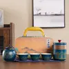 Juego de té de viaje traje portátil para exteriores juego de té kung fu taza rápida de cerámica empresa mayorista regalos publicitarios de negocios