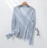 Cardigan de Tricô Ribatado com Textura Desgastada em Bambu Estilo Doce de Verão para Mulheres, Jaqueta Camisa de Ar Condicionado Slim Fit Cover-Up