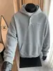 Sudadera con capucha de peso pesado y bloques de color de 400 g, estilo primavera, bordado de letras, sudadera con media cremallera, chaqueta holgada de moda Q