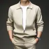 Ropa para hombre popular para transmisión en vivo: nueva chaqueta de punto de manga larga para hombre de otoño e invierno, cárdigan casual, suéter con cuello y cierre de cremallera para hombre