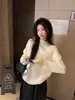 Foto Real de Suéter de Gola Alta Versátil, Macio e Solto Estilo Coreano para Outono e Inverno, Top Casual de Malha Interna para Mulheres 94799