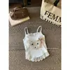 Collar de Mañana [Versión Original] Camisola Corta de Encaje Patchwork para Mujer, Verano Ajustada con Top de Perro de Peluche