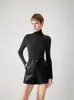 Suéter de Lã Yangzi 120S Lavável à Máquina Fino Fiado Gola Alta para Mulheres, Top Suéter Seamless Slim-Fit para Outono e Inverno